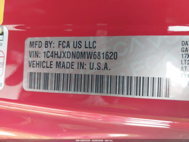 1C4HJXDN0MW681620 Jeep Wrangler Unlimited Willys 4x4