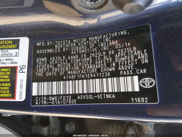 Продаж на аукціоні авто 2014 Toyota Camry Le, vin: 4T4BF1FK1ER411236, номер лоту: 45053262