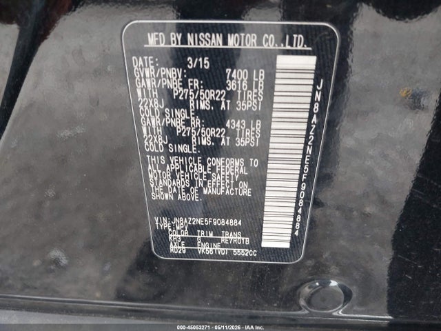 JN8AZ2NE5F9084884 Infiniti Qx80 Limited