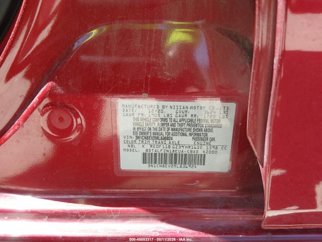 45053317 :رقم المزاد ، 3N1CN8EV2ML836924 vin ، 2021 Nissan Versa Sv Xtronic Cvt مزاد بيع