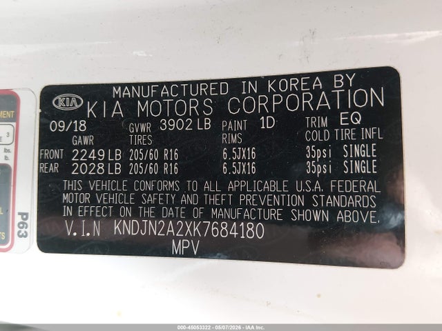 KIA Soul 2019 KNDJN2A2XK7684180 Image 9