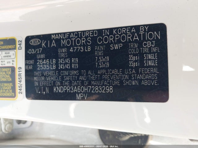 KNDPR3A60H7283298 KIA Sportage Sx Turbo