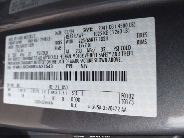 Ford Escape Active 2024 1FMCU9GN0RUA37543 Image 9