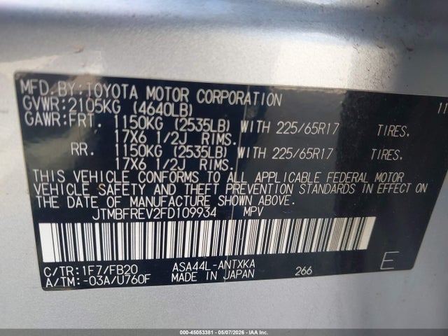 JTMBFREV2FD109934 Toyota RAV4 LE