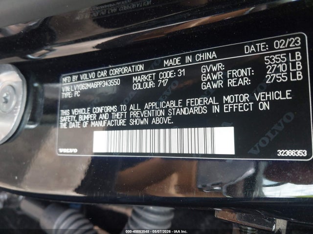 2023 Volvo S90 B6 Ultimate მანქანა იყიდება აუქციონზე, vin: LVY062MA6PP343550, აუქციონის ნომერი: 45053548