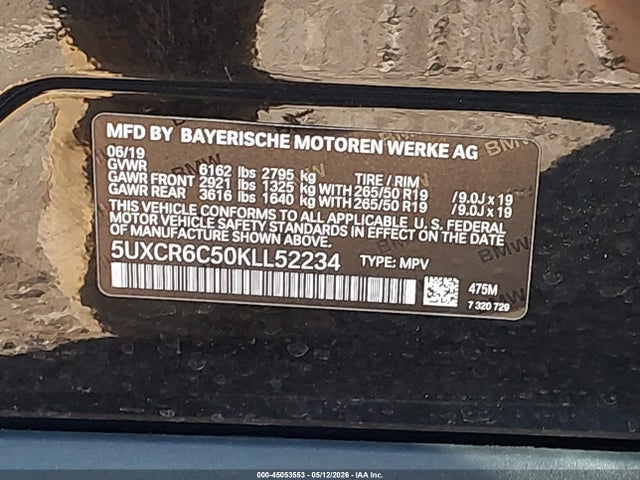 Aukcja sprzedaży 2019 Bmw X5 Xdrive40i, vin: 5UXCR6C50KLL52234, numer aukcji: 45053553