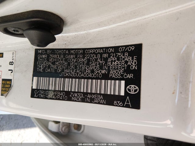 Продаж на аукціоні авто 2010 Toyota Prius Iii, vin: JTDKN3DU0A0040010, номер лоту: 45053563
