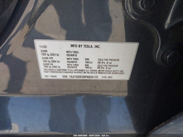 7SAYGDEE8PA034175 Tesla Model Y Awd/long Range Dual Motor All-wheel Drive