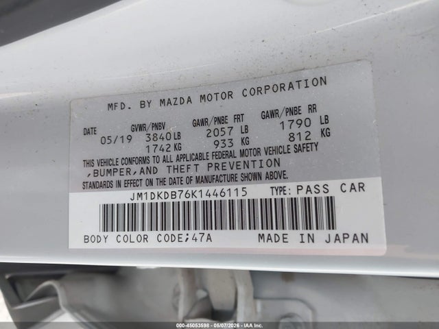 Aukcja sprzedaży 2019 Mazda Cx-3 Sport, vin: JM1DKDB76K1446115, numer aukcji: 45053598