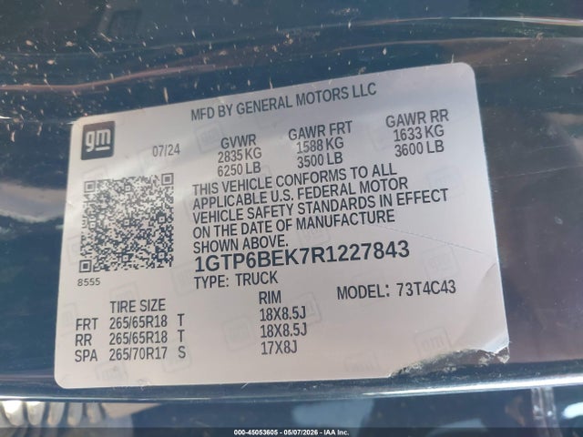 45053605 :رقم المزاد ، 1GTP6BEK7R1227843 vin ، 2024 Gmc Canyon 4wd Elevation مزاد بيع