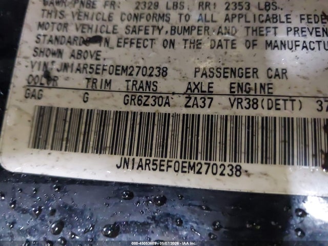 45053609 :رقم المزاد ، JN1AR5EF0EM270238 vin ، 2014 Nissan Gt-r Premium مزاد بيع