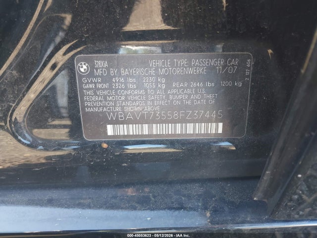 Продаж на аукціоні авто 2008 Bmw 328xi, vin: WBAVT73558FZ37445, номер лоту: 45053623
