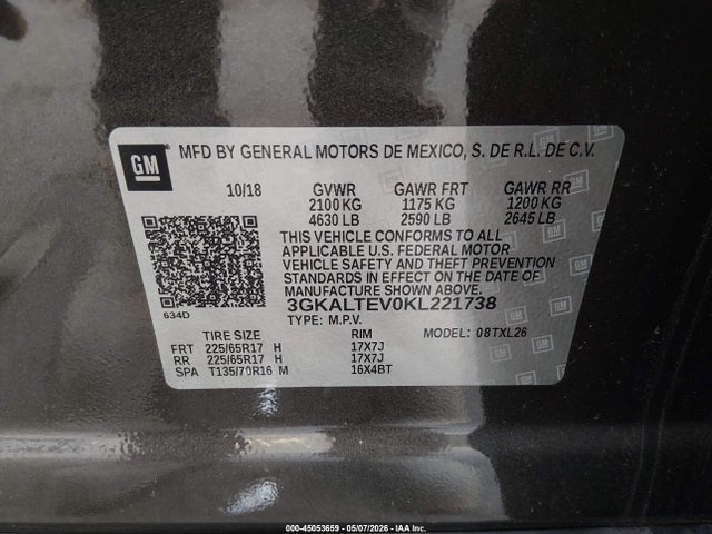 Продажа на аукционе авто 2019 Gmc Terrain Sle, vin: 3GKALTEV0KL221738, номер лота: 45053659