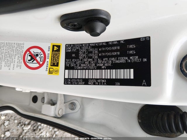 Aukcja sprzedaży 2015 Toyota Highlander Le V6, vin: 5TDBKRFH4FS150512, numer aukcji: 45053676