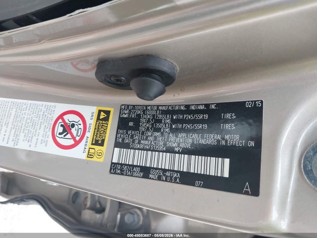 5TDDKRFH4FS135954 Toyota Highlander Limited Platinum V6