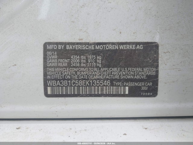 Aukcja sprzedaży 2014 Bmw 320i, vin: WBA3B1C58EK135546, numer aukcji: 45053751