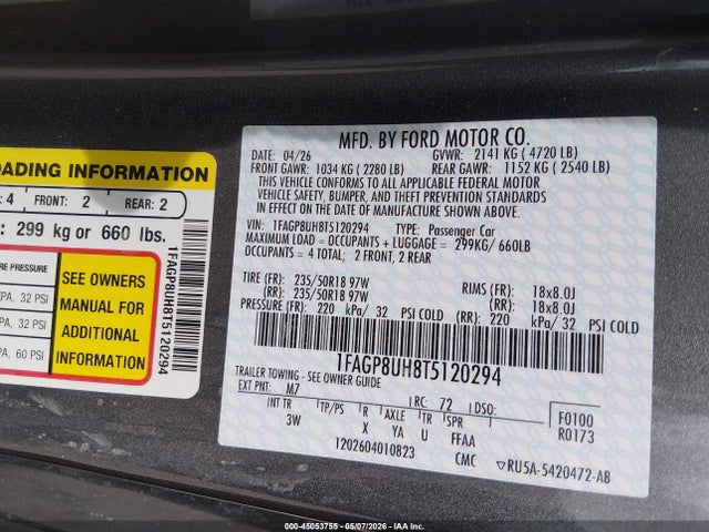 1FAGP8UH8T5120294 Ford Mustang Ecoboost/ecoboost Premium