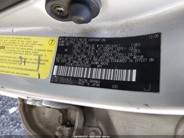 45053757 :رقم المزاد ، JTEEW21A360020660 vin ، 2006 Toyota Highlander Hybrid Limited V6 مزاد بيع