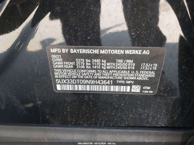 5UX33DT09N9H43641 BMW X4 Xdrive30i