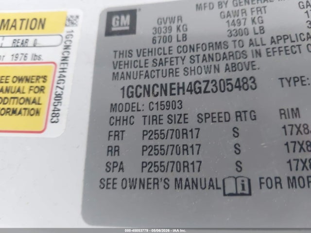 1GCNCNEH4GZ305483 Chevrolet Silverado 1500 Wt