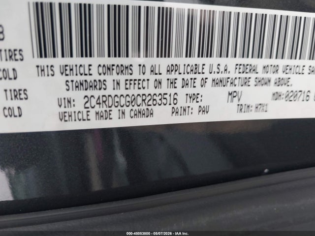 Продажа на аукционе авто 2012 Dodge Grand Caravan Sxt, vin: 2C4RDGCG0CR263516, номер лота: 45053800