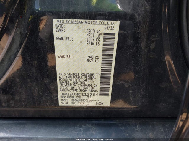Продаж на аукціоні авто 2013 Nissan Altima 2.5 Sl, vin: 1N4AL3AP5DC112764, номер лоту: 45053809