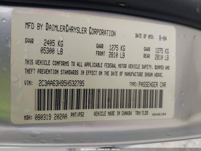 Aukcja sprzedaży 2005 Chrysler 300c, vin: 2C3AA63H95H532795, numer aukcji: 45053835