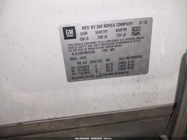 Aukcja sprzedaży 2021 Buick Encore Fwd Preferred, vin: KL4CJASB1MB312346, numer aukcji: 45053840