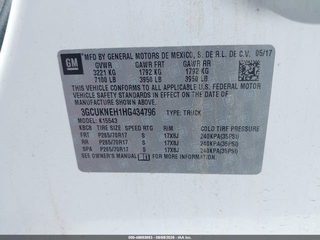 3GCUKNEH1HG434796 Chevrolet Silverado 1500 Wt