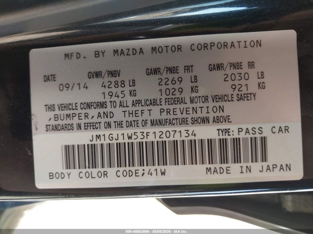 Продаж на аукціоні авто 2015 Mazda Mazda6 I Grand Touring, vin: JM1GJ1W53F1207134, номер лоту: 45053866