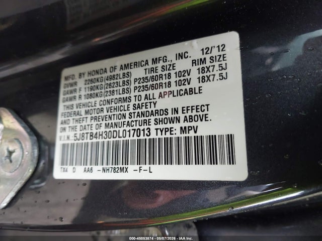 Aukcja sprzedaży 2013 Acura Rdx, vin: 5J8TB4H30DL017013, numer aukcji: 45053874