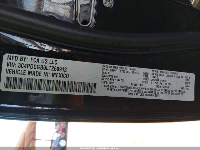 Продаж на аукціоні авто 2020 Dodge Journey Crossroad, vin: 3C4PDCGB0LT269912, номер лоту: 45053891