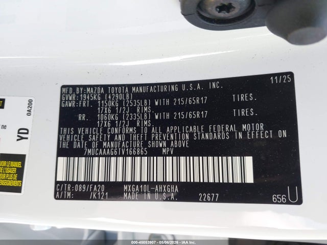 Продаж на аукціоні авто 2026 Toyota Corolla Cross Le, vin: 7MUCAAAG6TV166865, номер лоту: 45053907