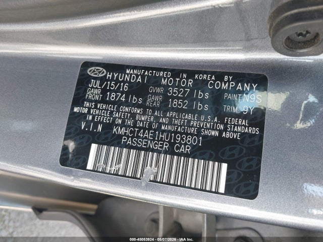 Aukcja sprzedaży 2017 Hyundai Accent Se, vin: KMHCT4AE1HU193801, numer aukcji: 45053924