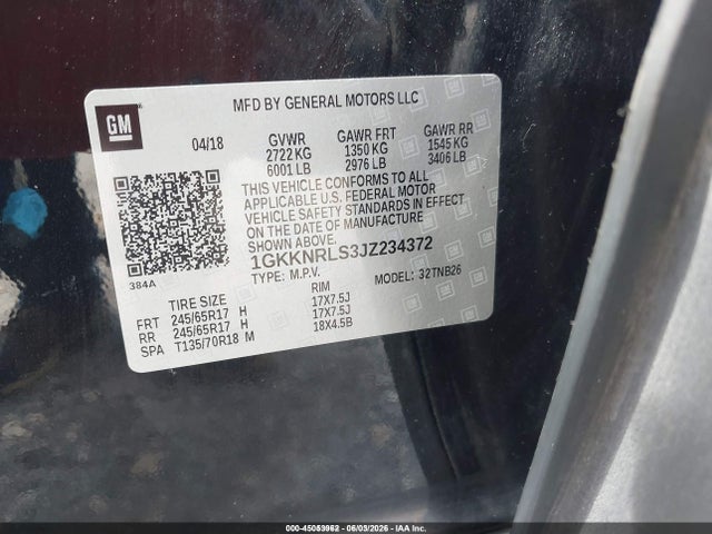 GMC Acadia Sle-1 2018 1GKKNRLS3JZ234372 Image 9
