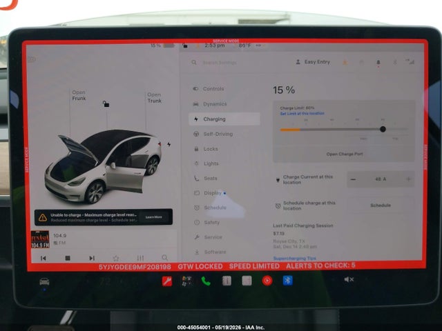 Aukcja sprzedaży 2021 Tesla Model Y Long Range Dual Motor All-wheel Drive, vin: 5YJYGDEE9MF208198, numer aukcji: 45054001