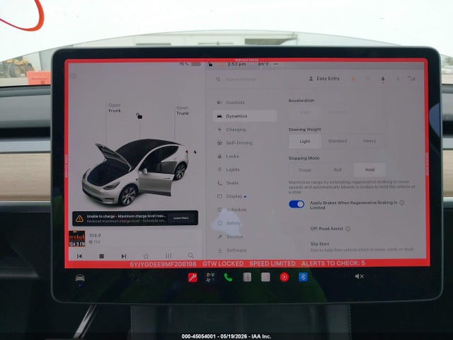 Aukcja sprzedaży 2021 Tesla Model Y Long Range Dual Motor All-wheel Drive, vin: 5YJYGDEE9MF208198, numer aukcji: 45054001