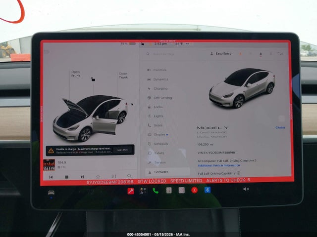 Aukcja sprzedaży 2021 Tesla Model Y Long Range Dual Motor All-wheel Drive, vin: 5YJYGDEE9MF208198, numer aukcji: 45054001
