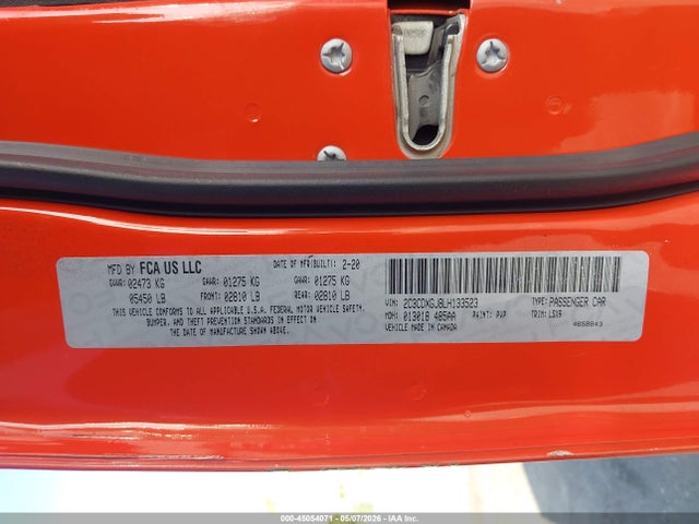 Продаж на аукціоні авто 2020 Dodge Charger Scat Pack Rwd, vin: 2C3CDXGJ8LH133523, номер лоту: 45054071