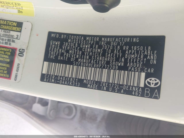 Toyota COROLLA LE 2017 5YFBURHE8HP712209 Image 9