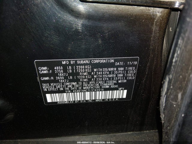 Subaru Outback Limited 2020 4S4BTANC7L3142014 Image 9