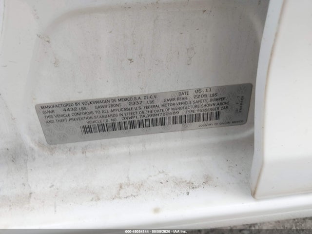 Aukcja sprzedaży 2011 Volkswagen Jetta Sportwagen 2.0l Tdi, vin: 3VWPL7AJ9BM702689, numer aukcji: 45054144