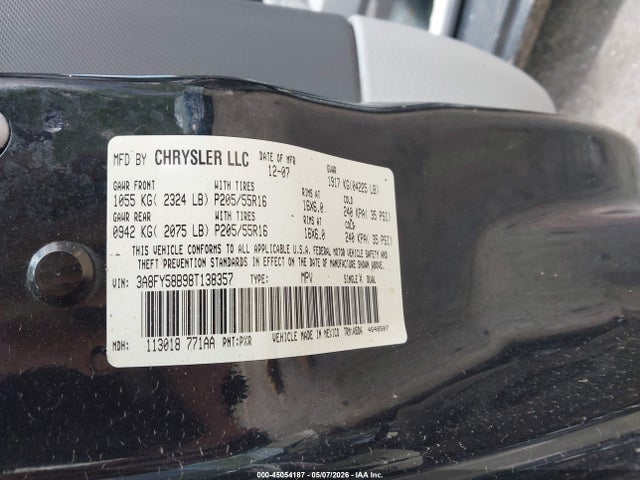 Aukcja sprzedaży 2008 Chrysler Pt Cruiser Touring, vin: 3A8FY58B98T138357, numer aukcji: 45054187
