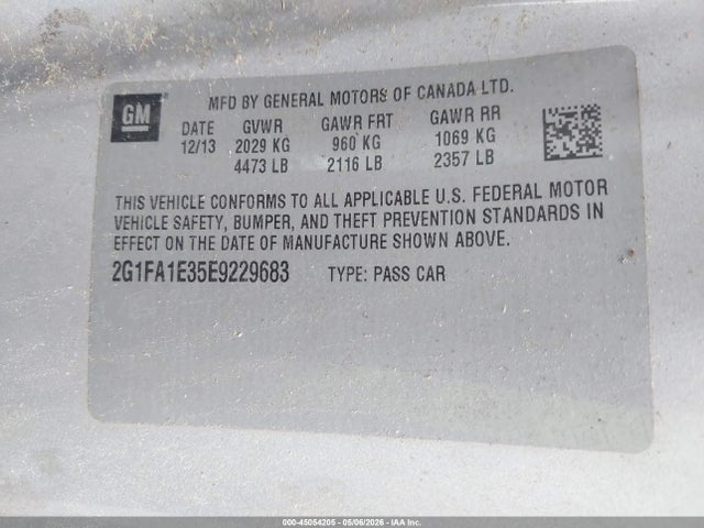 2014 Chevrolet Camaro 2ls მანქანა იყიდება აუქციონზე, vin: 2G1FA1E35E9229683, აუქციონის ნომერი: 45054205