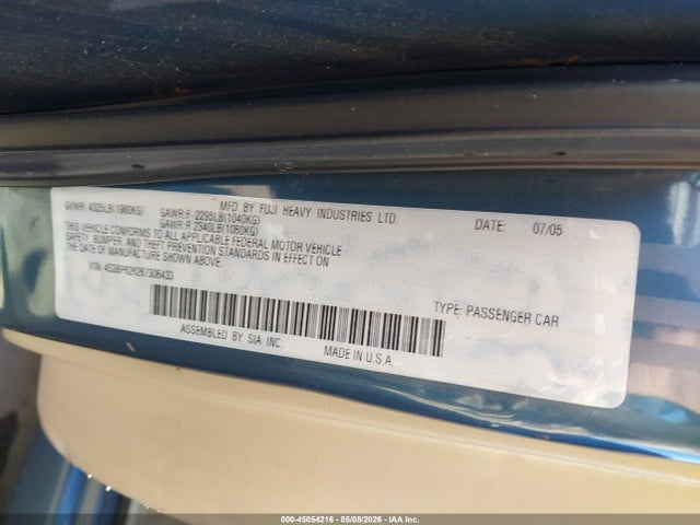 45054216 :رقم المزاد ، 4S3BP626267306433 vin ، 2006 Subaru Legacy 2.5i/2.5i Limited مزاد بيع