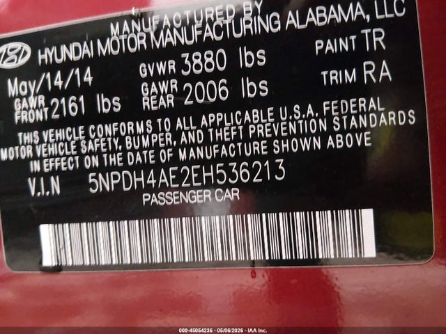 Hyundai ELANTRA SE 2014 5NPDH4AE2EH536213 Image 9