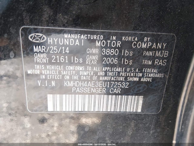 Продаж на аукціоні авто 2014 Hyundai Elantra Se, vin: KMHDH4AE3EU172532, номер лоту: 45054266