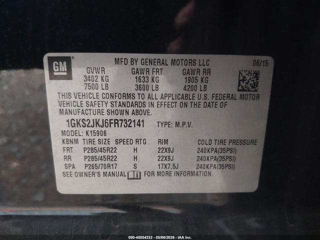 Продажа на аукционе авто 2015 Gmc Yukon Xl 1500 Denali, vin: 1GKS2JKJ6FR732141, номер лота: 45054332