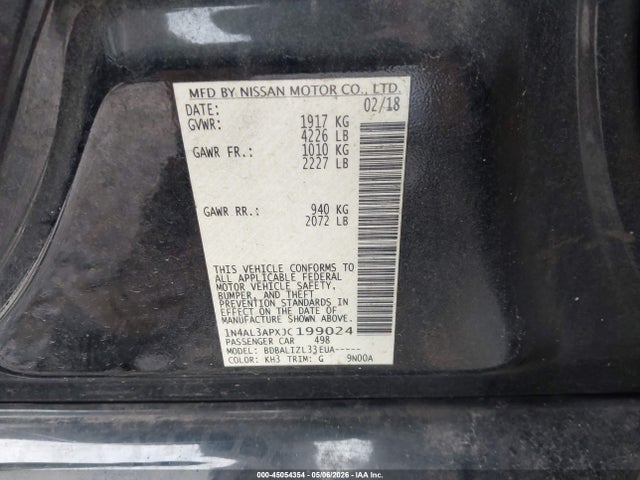 1N4AL3APXJC199024 Nissan Altima 2.5 Sv
