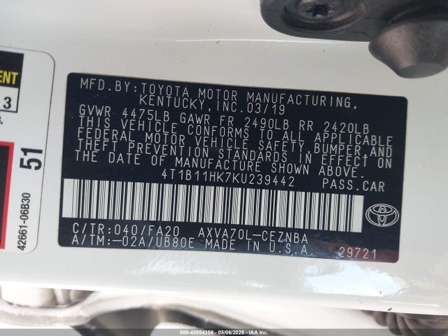Toyota CAMRY LE 2019 4T1B11HK7KU239442 Image 9